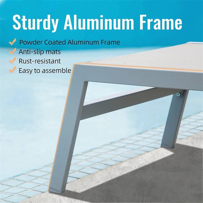 3 Pieces Aluminum Patio Chaise Lounge Set