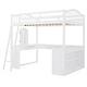 preview thumbnail 5 of 16, Full Size Loft Bed with U-Shaped Desk & Drawers, White Wooden Bedframe with Tri-fold Mirror & Storage Shelves for Student Dorms