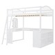 preview thumbnail 4 of 16, White Wooden Full Size Loft Bed with U-shaped Desk,Solid Wood Bed with Tri-fold Mirror and Shelves