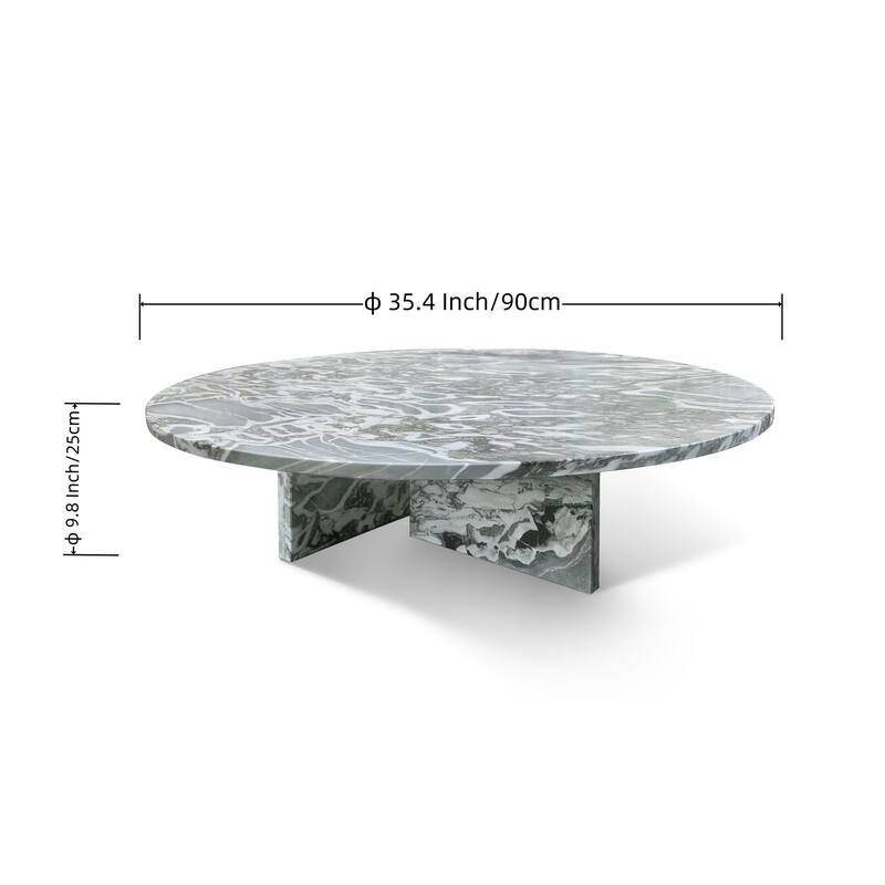 35.4" Natural Marble Stone Coffee Table