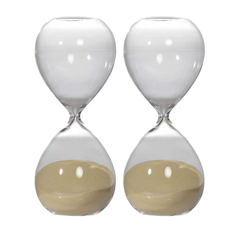 Set of 2, 8" Ferdinand 30-Minute Hourglass, Bisque Sand