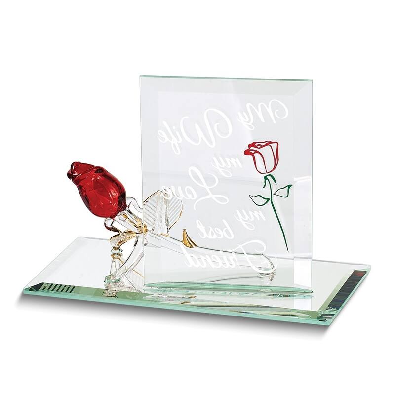 Curata My Wife My Love My Best Friend Red Rose Handcrafted Glass Figurine