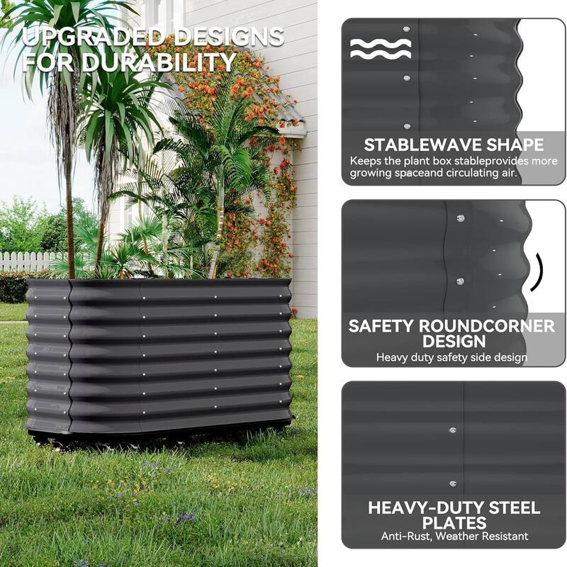 59x24x28inin Galvanized Raised Garden Bed with Wheels and Water Reservoir Portable Rolling Elevated Raised Garden Bed Gray
