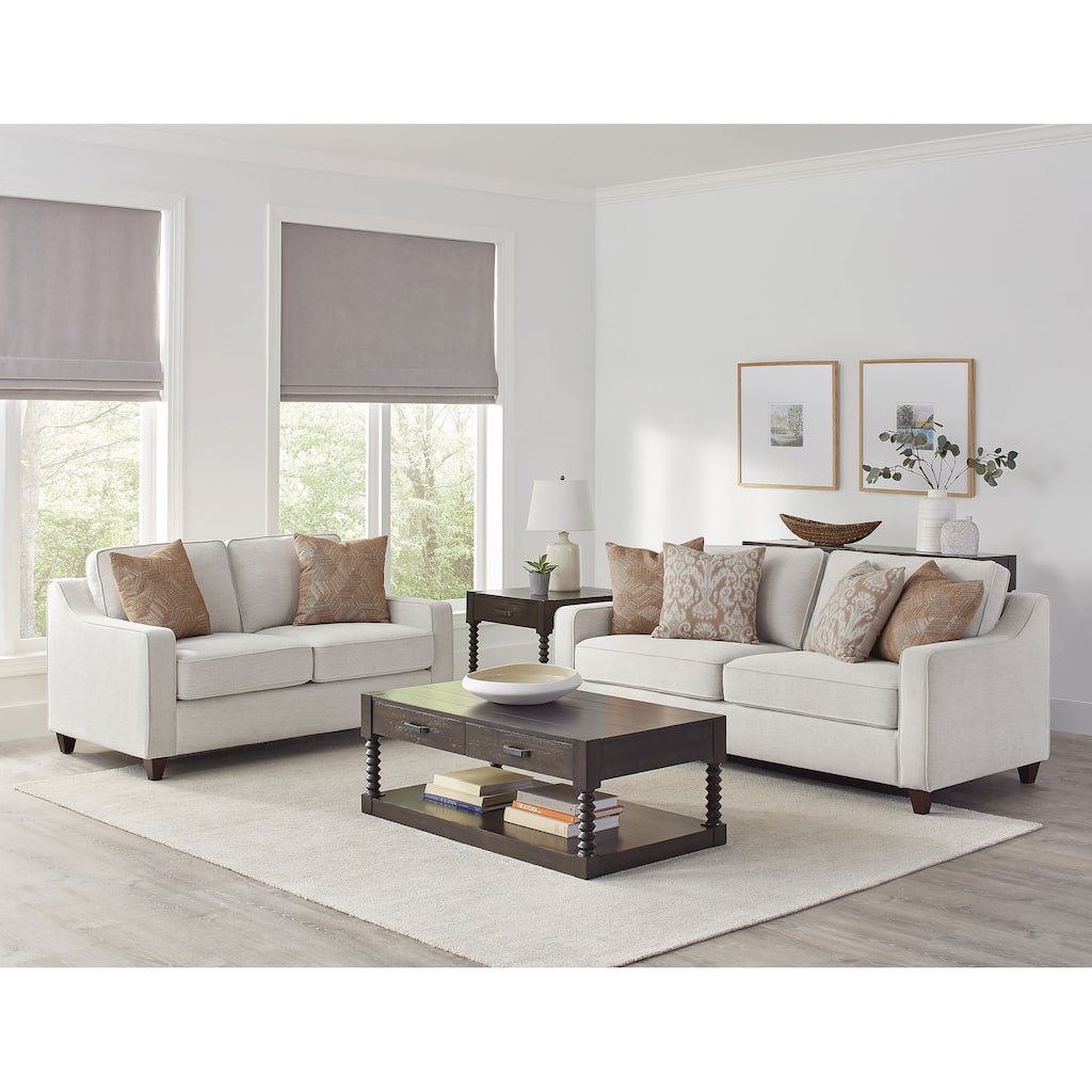 Christine Upholstered Sloped Arm Sofa Set Beige