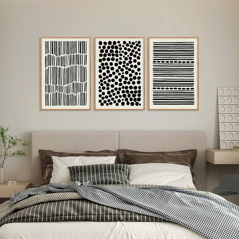 Minimalist Geometric Line Wall Decor, Abstract Black Wall Painting