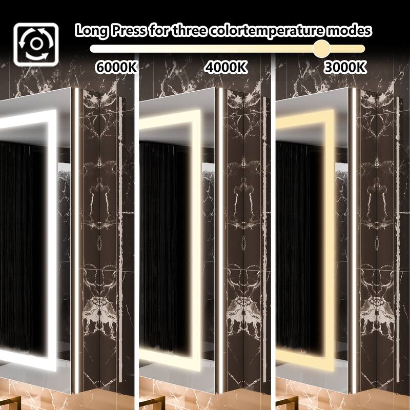 36'' H Recessed or Surface Mounted Bathroom LED Mirror Cabinet With Defogger, Dimmer, 10x magnifying