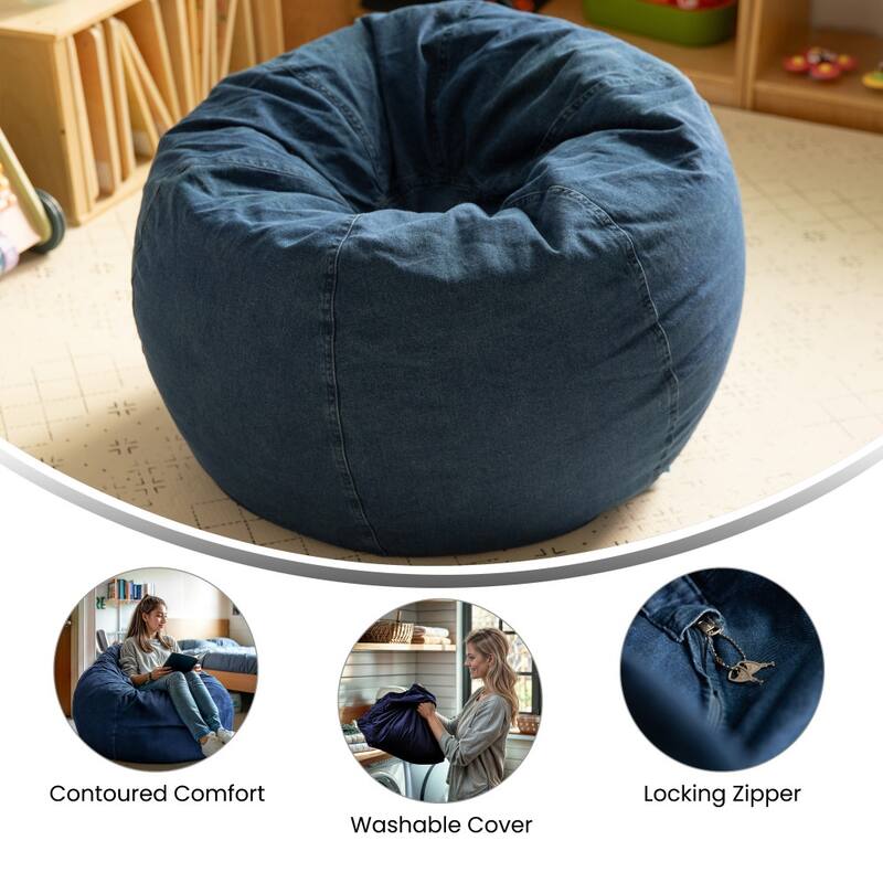 Small Refillable Bean Bag Chair for Kids and Teens