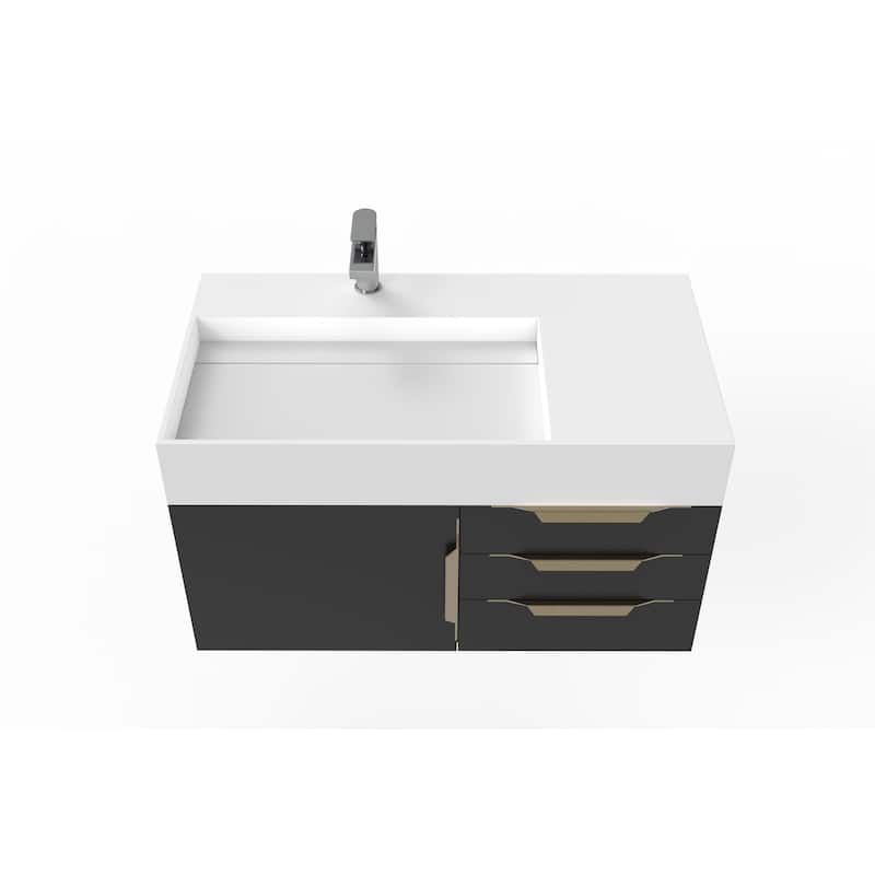 Amazon 36" Wall Mounted Bathroom Vanity Set w/ White Top