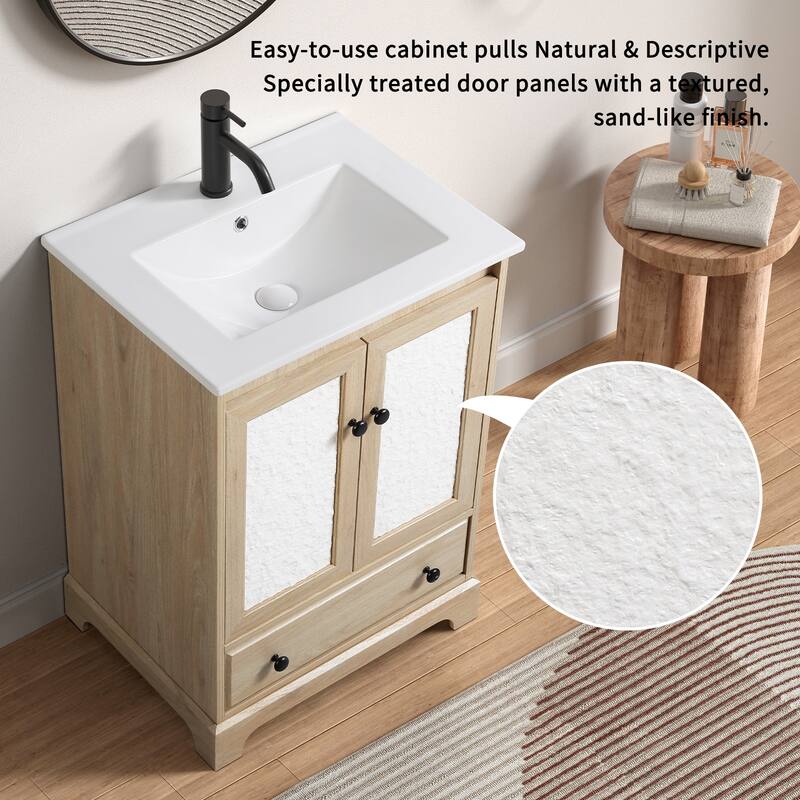 GDFStudio - Roserise Modern Freestanding Bathroom Vanity Sink with 2 Soft-Close Drawers, Sturdy Wood Construction (WITHOUT SINK)
