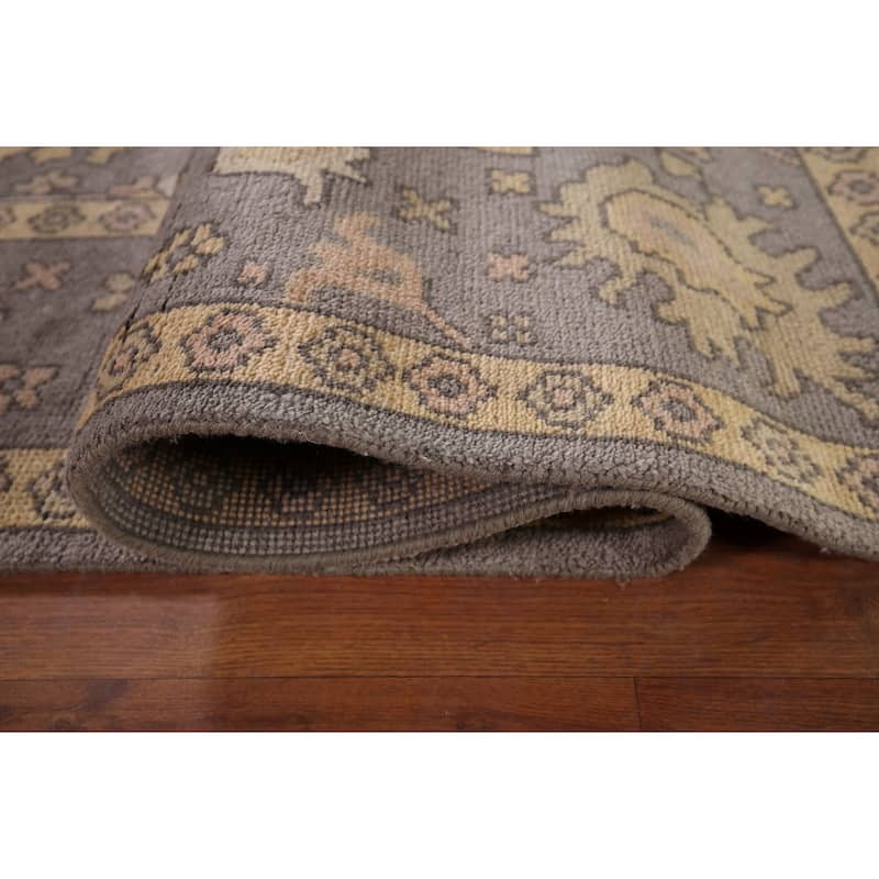 All-Over Grey Oushak Indian Area Rug Handmade Wool Carpet - 9'0"x 11'9"