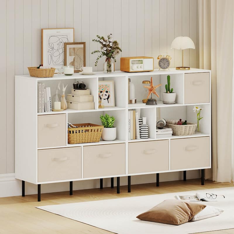 Costway 6-Cube Bookshelf with 3 Removable Folding Fabric Drawers Metal - See Details