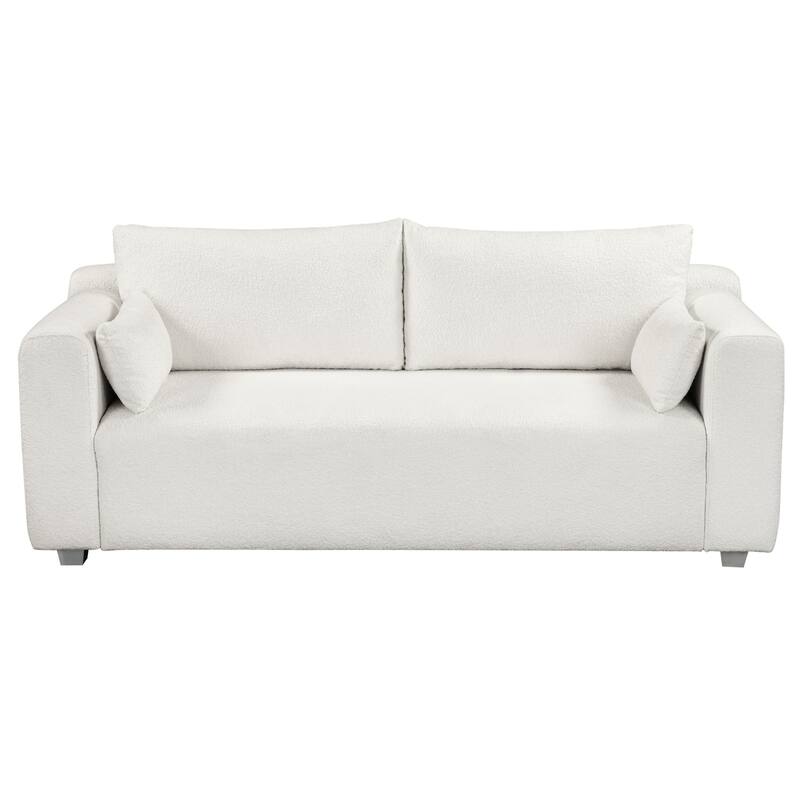 Modern Loop Yarn Fabric Loveseats Sofa with Extra Wide Domed Arms and 2