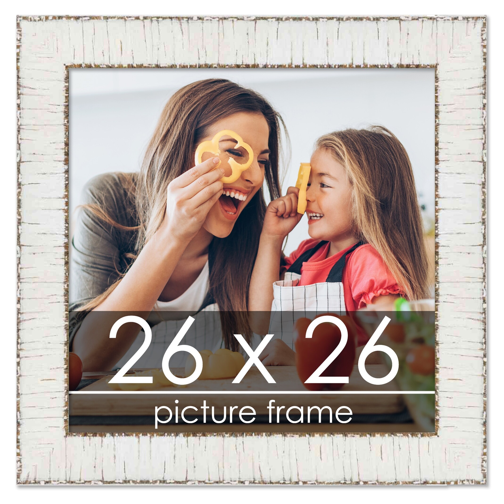 26x26 White Rustic Birch Wood Picture Square Frame - Picture Frame