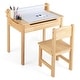 preview thumbnail 1 of 4, Multi Activity Set Kids Art Table &Chair Set with Paper Roll Holder Natural