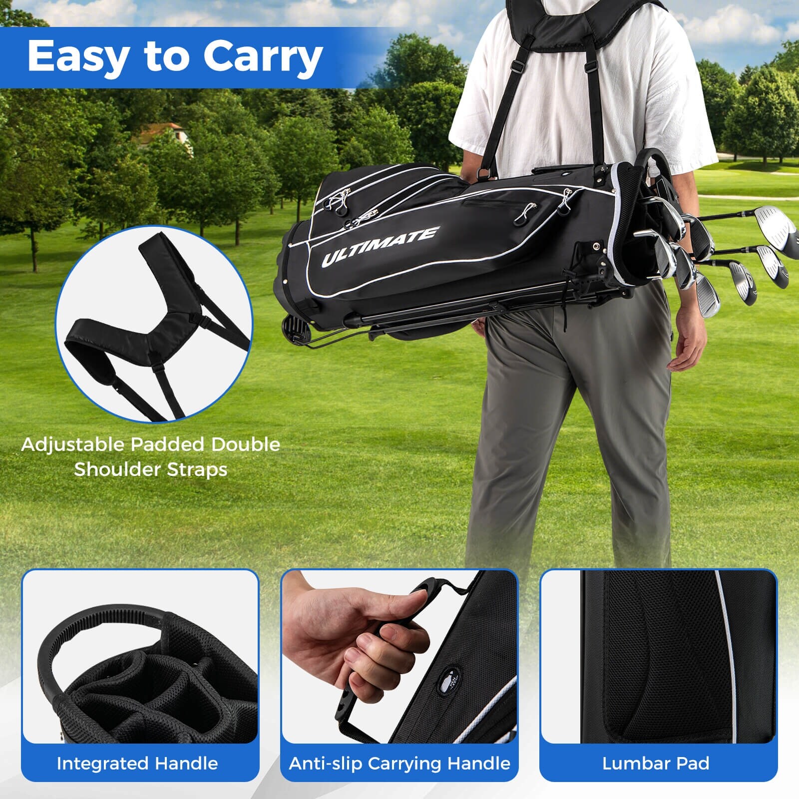 Costway Men's Complete Golf Clubs Package Set 10 Pieces Includes