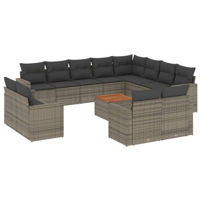 vidaXL Patio Sofa Set with Cushions Outdoor Furniture 13 Piece Poly Rattan - 21.7 x 21.7 x 14.6