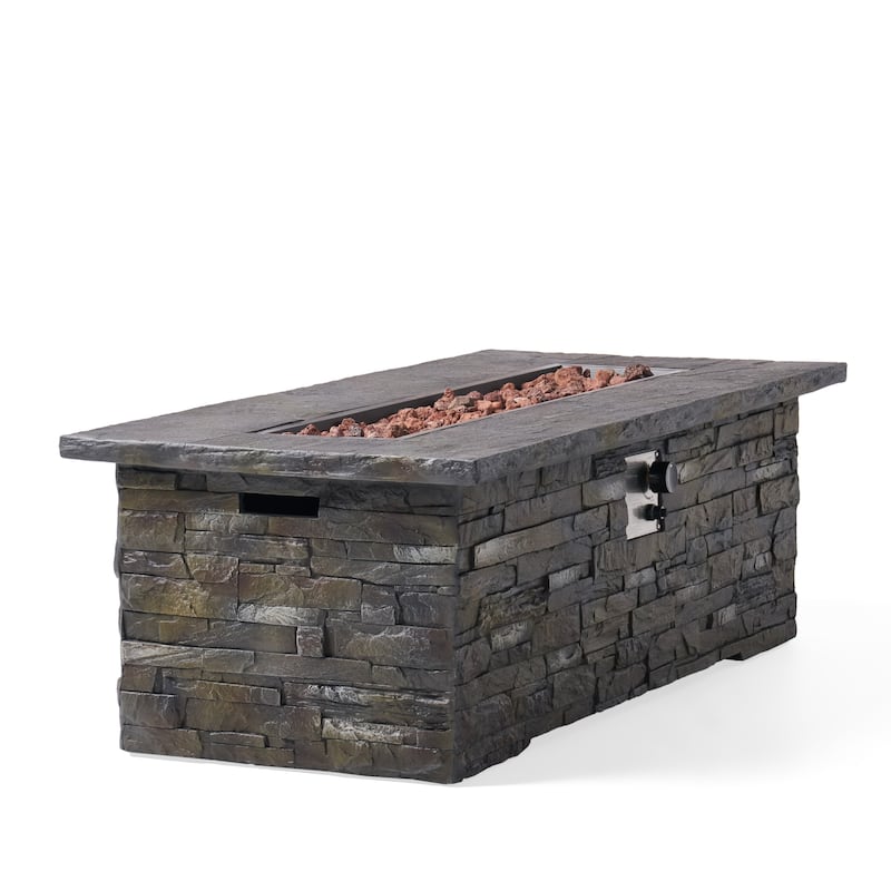Lowan Lightweight Concrete Outdoor 50,000 BTU Rectangular Fire Pit (No Tank Holder) by Christopher Knight Home