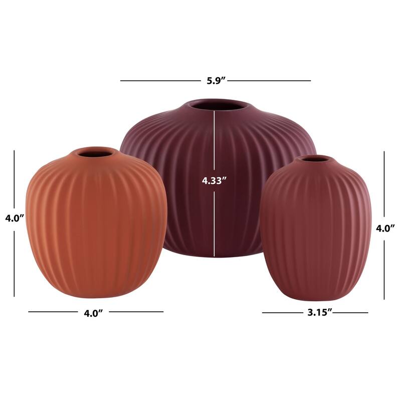 SAFAVIEH Jacie Ceramic Decorative Vase (Set of 3) - 6Wx6Dx4H - Assorted-Red