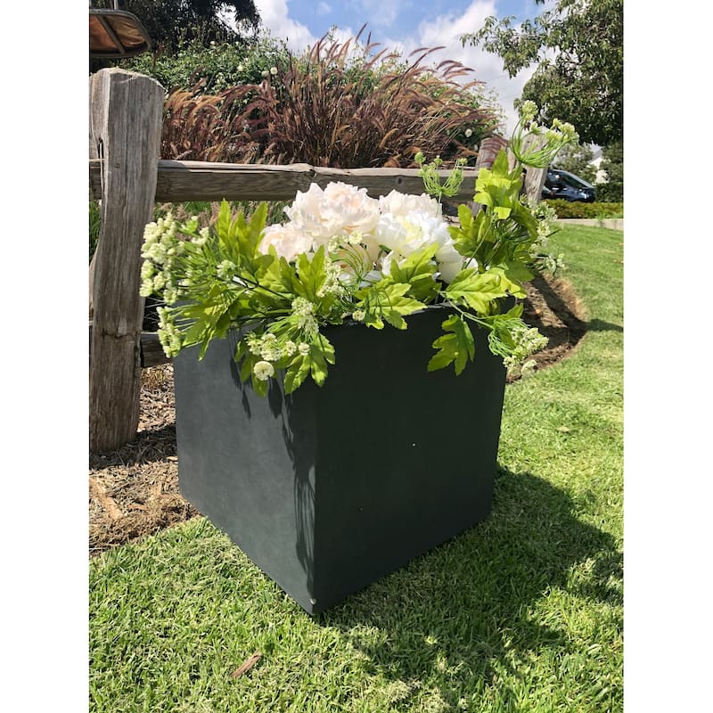Durx-litecrete Lightweight Concrete Modern Square Granite Planter-Medium - 11.8'x11.8'x11.8'
