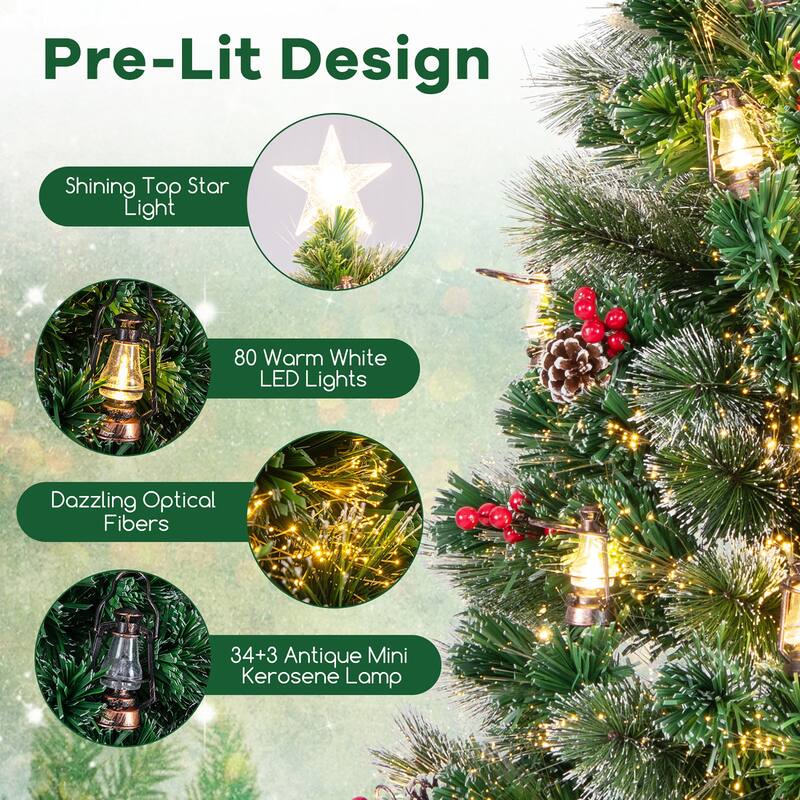 Gymax 5/6/7 FT Christmas Tree Artificial Xmas Tree w/ 8 Lighting Modes - See Details