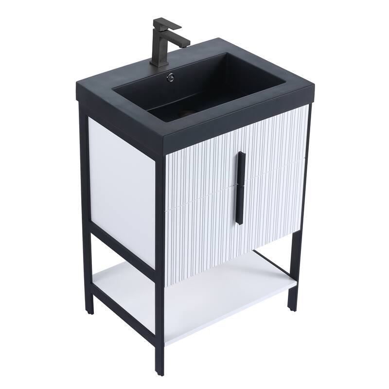 Fine Fixtures Serenity Modern Bathroom Vanity with Black Gel Acrylic Top