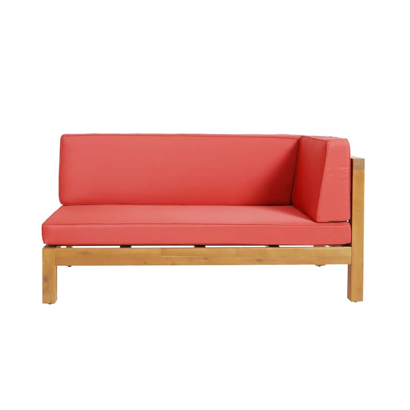 Brava Outdoor Acacia Wood X-Back Patio Sectional Sofa by Christopher Knight Home
