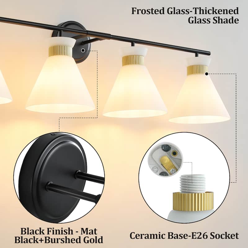 Dimmable Bathroom Vanity Light with Glass Shade