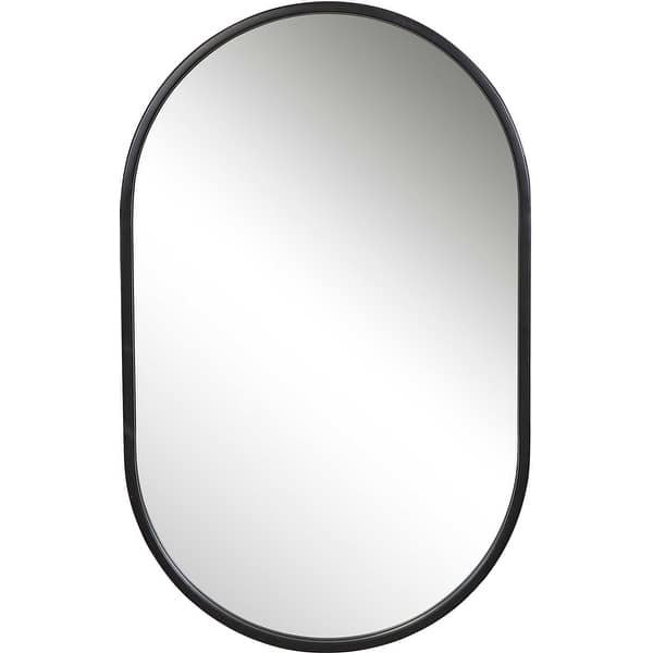 slide 2 of 7, Uttermost Varina 32" x 20" Oval Sleek Vanity Bathroom Wall Mirror Satin Black