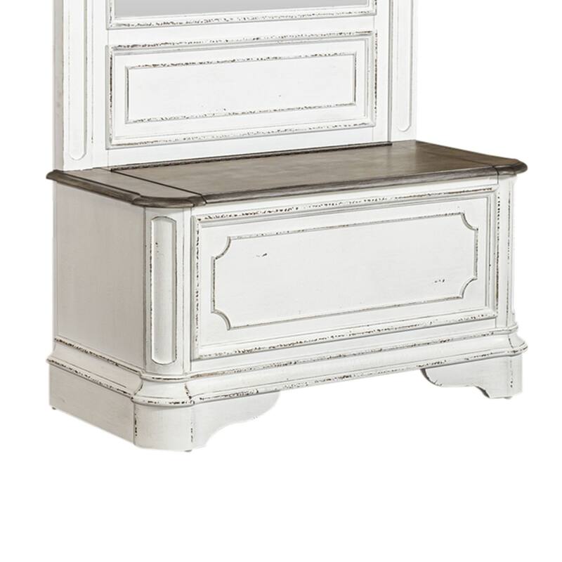 Magnolia Manor Antique White & Weathered Bark 2 Piece Hall Tree Set
