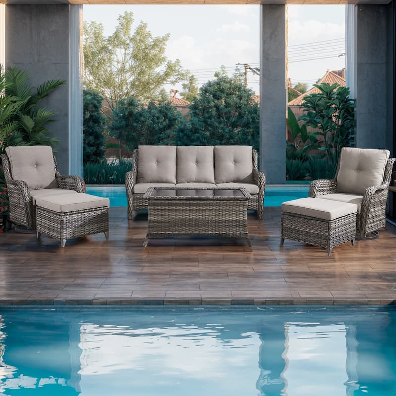 5 Pieces Outdoor Sofa Glider Chair Furniture Set