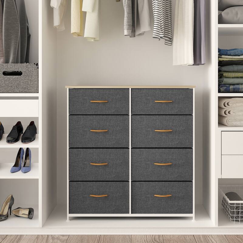 Modern Wide Dresser Storage Tower with 8 Drawers