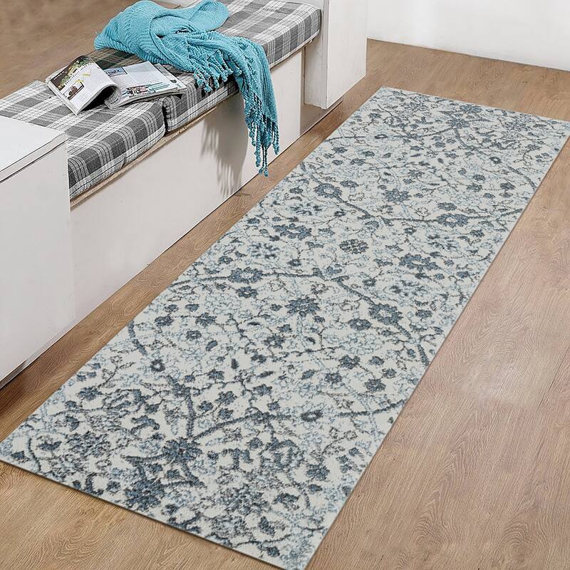 Aurelia Sala Light Blue Floral Area Rug - 2' x 6' Runner
