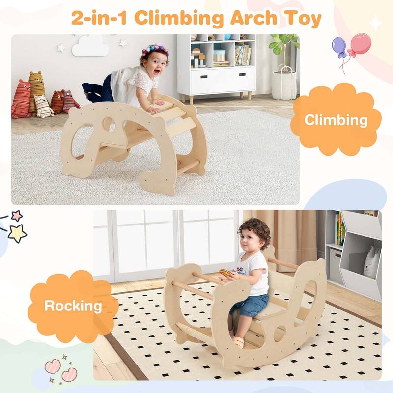 Wooden Arch Rocker Toy Indoor Play Gym Climbing Ladder Set