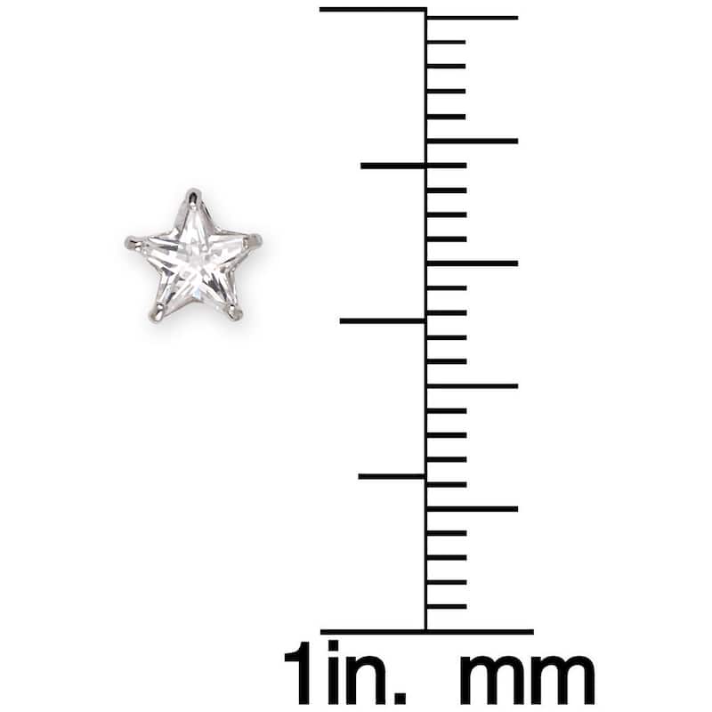Curata 14k Gold 6mm Cubic Zirconia Star-shape Screw Back Stud Earrings