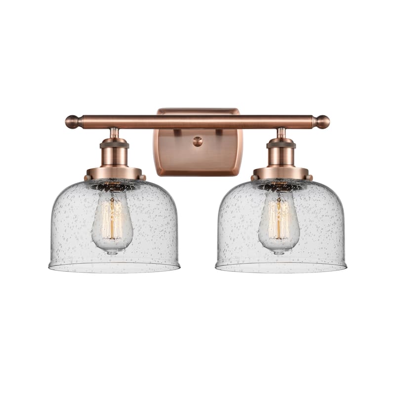 Innovations Lighting 916-2W-13-18 Bell Vanity Bell 2 Light 18" Wide - Antique Copper / Seedy