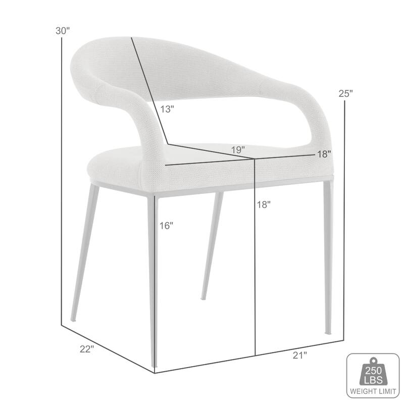 Morgie Dining Chair Set of 2, Curve Back Integrated Arms, Navy Blue