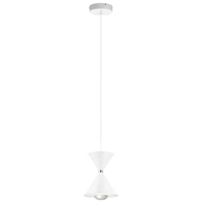 Kordan 8"W 1-Light LED Matte White Metal Hourglass Mini Pendant Light Fixture by Kichler