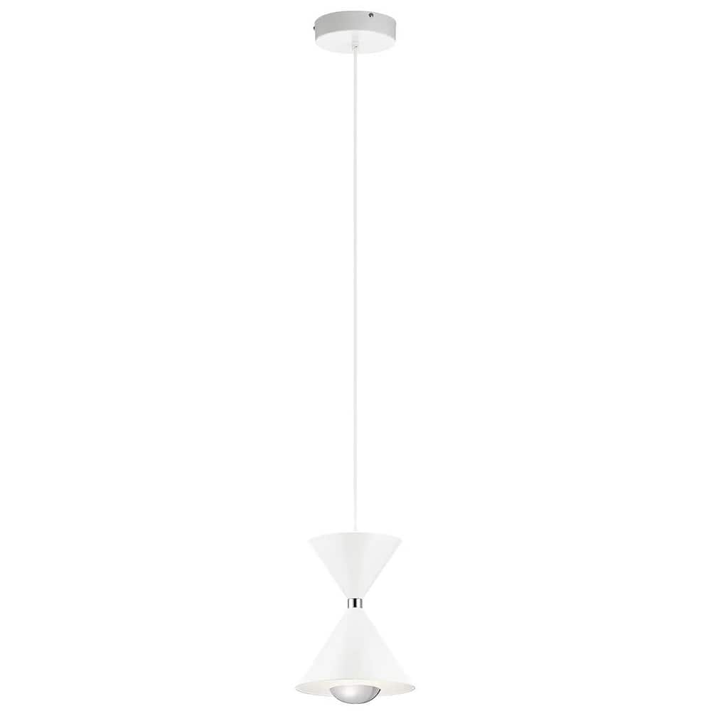 Kordan 8"W 1-Light LED Matte White Metal Hourglass Mini Pendant Light Fixture by Kichler