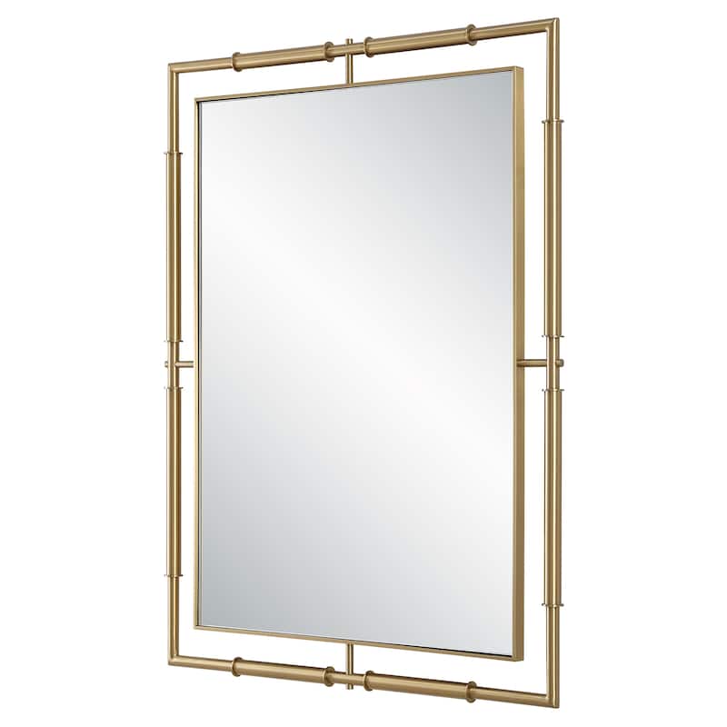Uttermost It's All Connected Rectangle Brass Mirror - 40"H x 30"W x 1" D