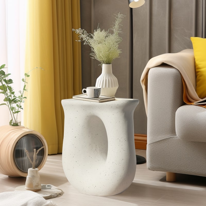 U-shaped Geometric Lightweight Concrete End Table