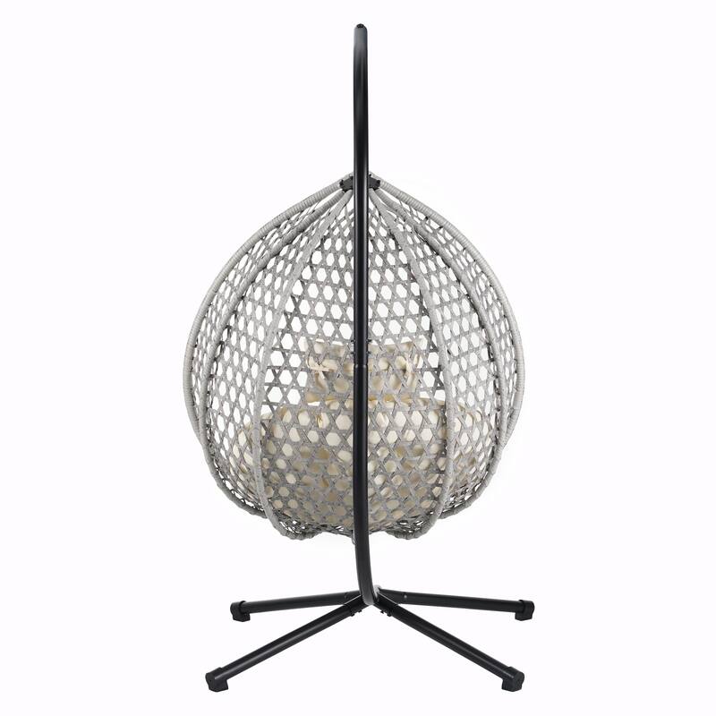 Sturdy Hammock Chair with Stand - Durable Hanging Egg Chair with Rattan Weaving