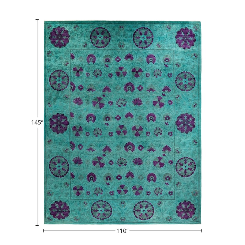 Vibrance, One-of-a-Kind Hand-Knotted Area Rug - Green, 9' 2" x 12' 1" - 9' 2" x 12' 1"