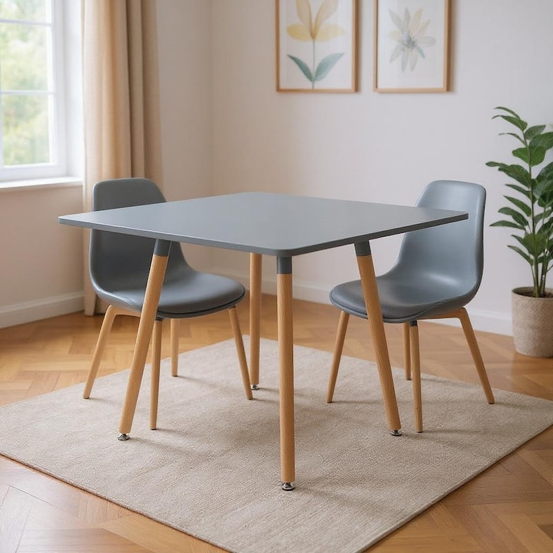 HomeRoots 32" Gray and Natural Wood Square Dining Table - 31.50 in. x 29.50 in. x 31.50 in. - Gray - 31.50 in. x 29.50 in.  x 31.50 in.