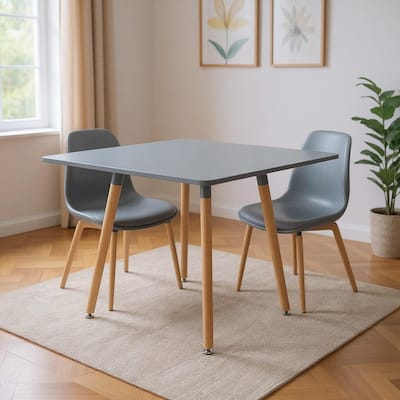 HomeRoots 32" Gray and Natural Wood Square Dining Table - 31.50 in. x 29.50 in. x 31.50 in.