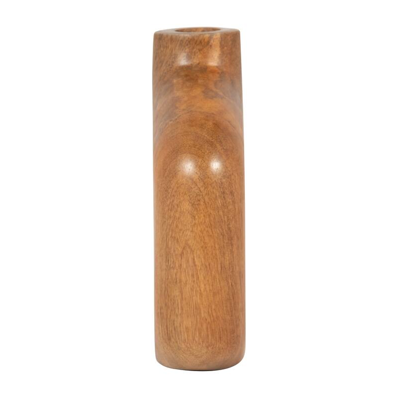 Sagebrook Home Exquisite Mango Wood Vase - 7" Open Cut-out Design in Natural Tone for Elegant Home Decor