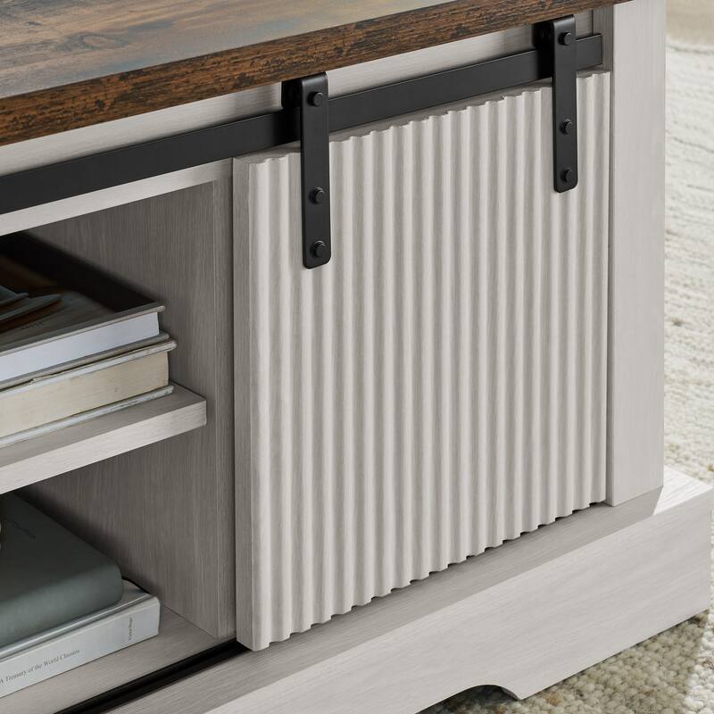 Coffee Table With Storage And Sliding Wood Door