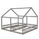 preview thumbnail 6 of 16, Twin Size House Platform Bed Frame with Fence,Two Shared Beds