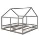 preview thumbnail 7 of 18, Twin Size House Platform Beds, 2-in-1 Shared Beds with Railing, Sturdy Pine and MDF Construction, Safe Design, Grey