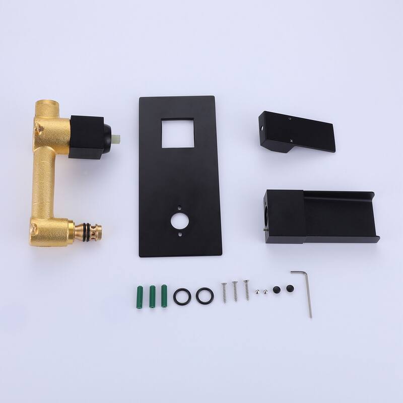 Matte Black Single Handle Waterfall Nozzle Wall Mount Bathroom Sink Faucet