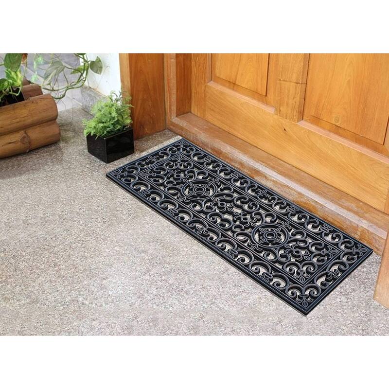 Rubber Grill Hand Finished Elegant Large Double Doormat 17.7" X 47"